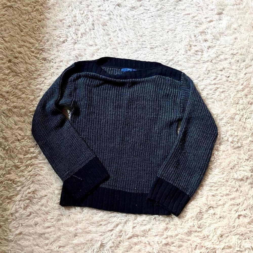 Navy Cozy Old Money Hampton Fisherman's Sweater Womens S Quiet Luxury Timeless‎